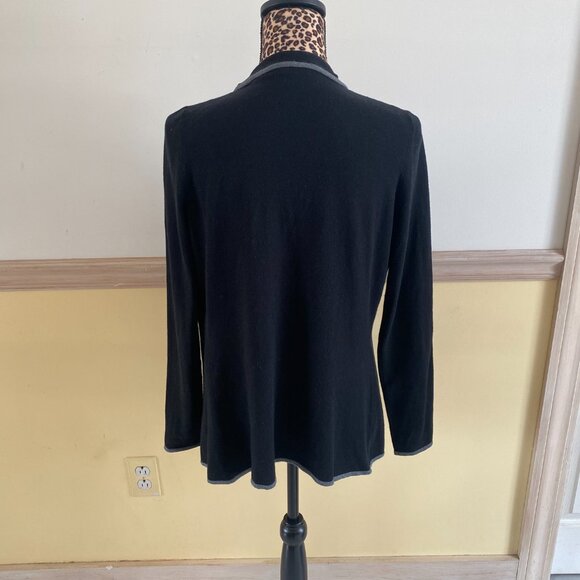J. McLaughlin Women's Black Waterfall Cardigan Gray Trim Color Size Small - Picture 2 of 4